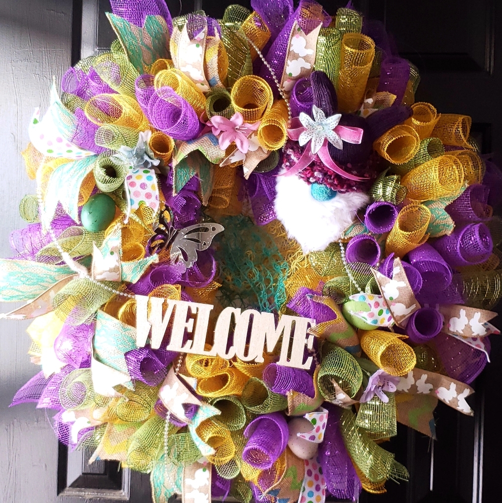 Easter bunny Gnome Wreath Handmade